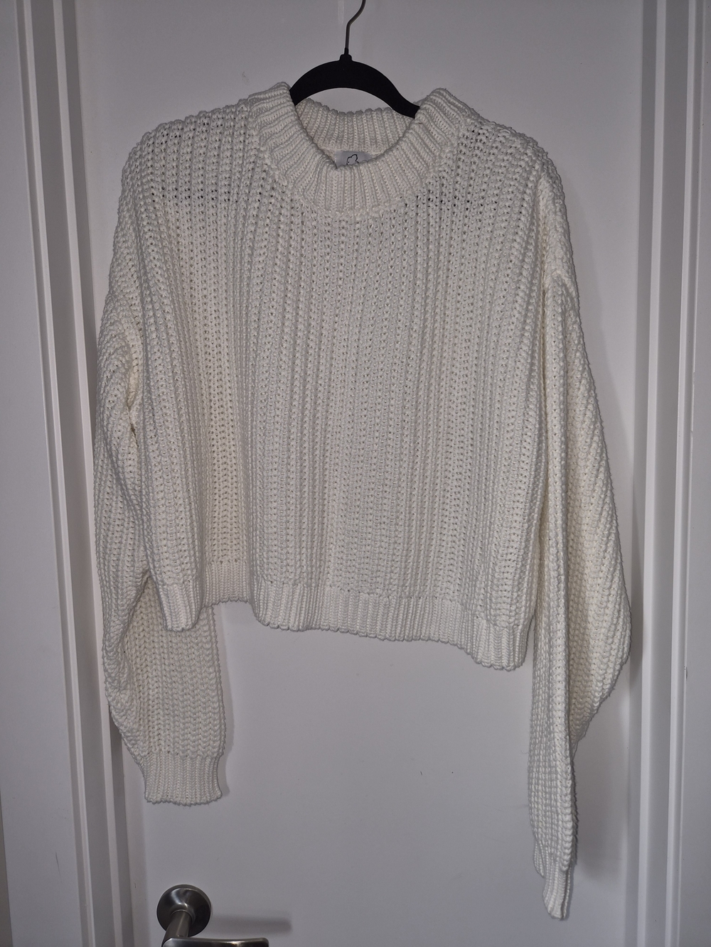 Cream Chunky Knit Crewneck Sweater